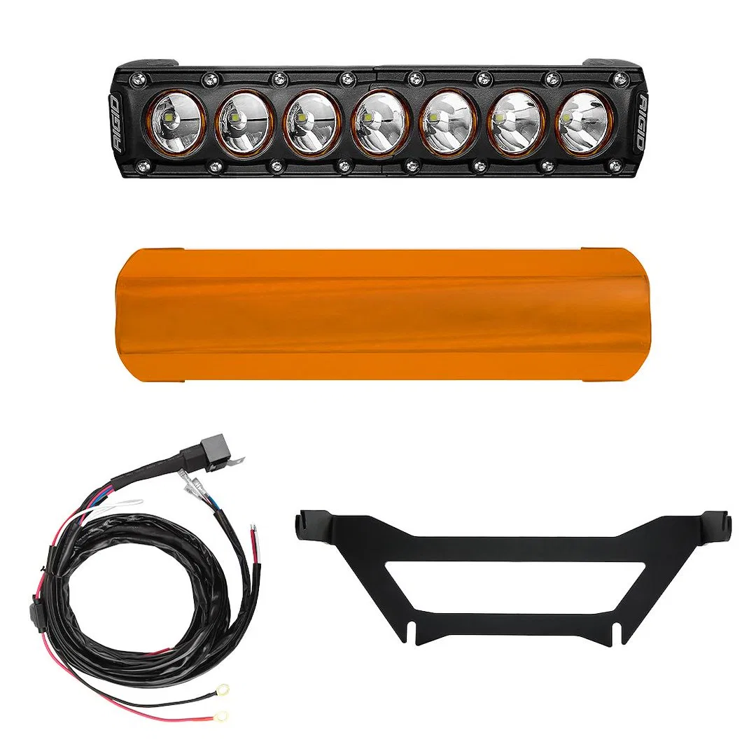 41638 – RIGID IND Light Bar, LED Bulb 10 Inch Length 7 Amber LED Bulbs 47 Watt Bulb 2.9 Amp Draw At 14 Volt Broad Spo...